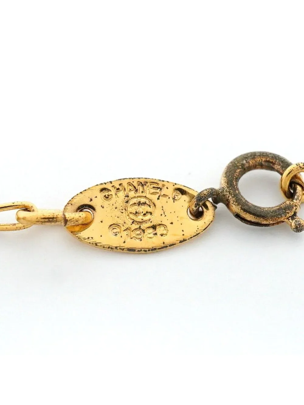 Chanel Necklace Vintage CC Logo Round Circle Gold Plated